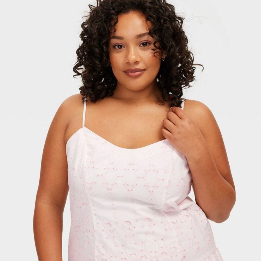Women's Drop Waist Eyelet Mini Dress White/Lavender - Roller Rabbit 1X - Picture 4 of 4